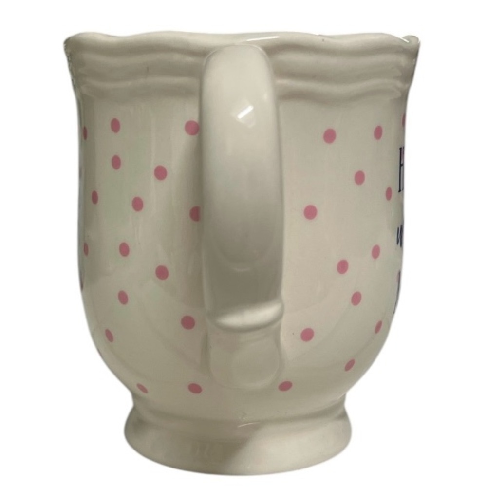 MOTHER’S DAY -HOME IS WHERE YOUR MOM IS ❤️Cream and Pink Polka Dot Mug - Picture 3 of 7